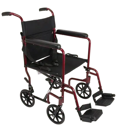 ProBasics Burgundy Aluminum Transport Chair with Footrests