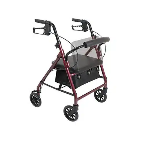 Pro Basics Steel Rollator 6" Wheels Burgundy 300 lb Weight Capacity Walker Michigan USA