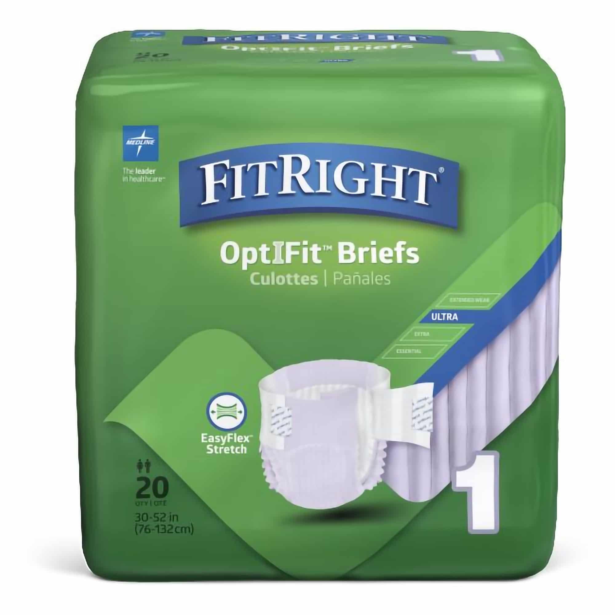 Incontinence Brief FitRight™ Stretch Ultra Medium / Large Adult Unisex Disposable Heavy Absorbency