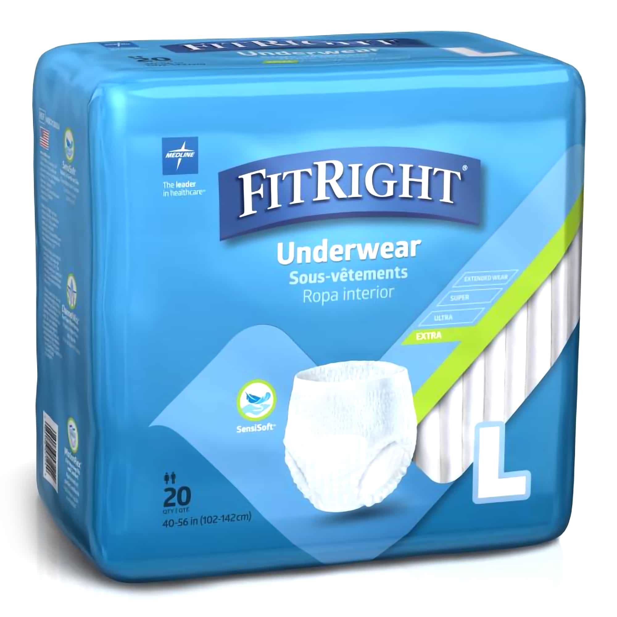 Absorbent Underwear FitRight® Extra Large Pull On with Tear Away Seams Adult Unisex Disposable Moderate Absorbency