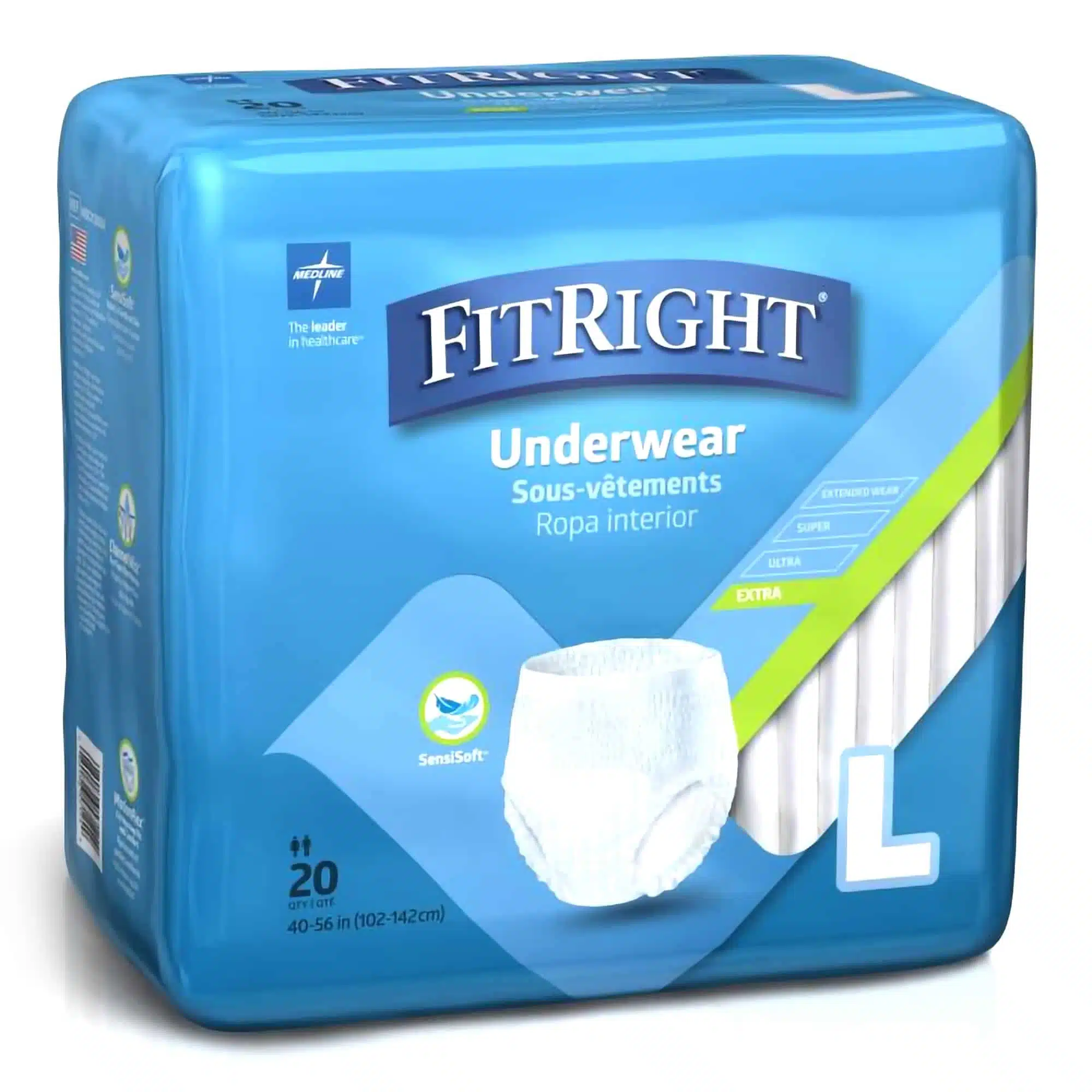 Absorbent Underwear FitRight® Extra Large Pull On with Tear Away Seams Adult Unisex Disposable Moderate Absorbency