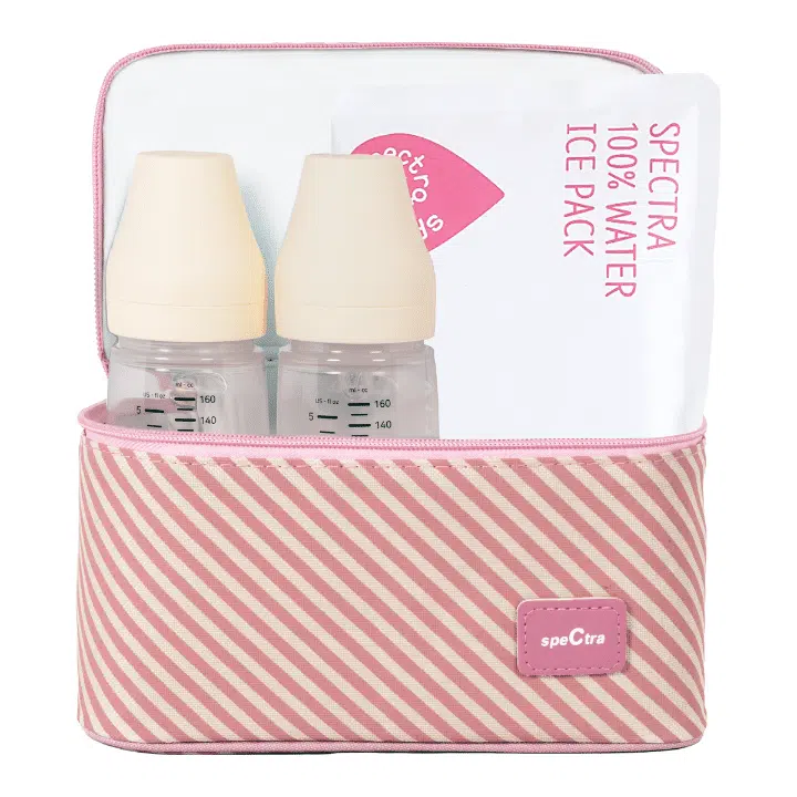 Spectra Pink Cooler with Ice Pack and Wide Neck Bottles