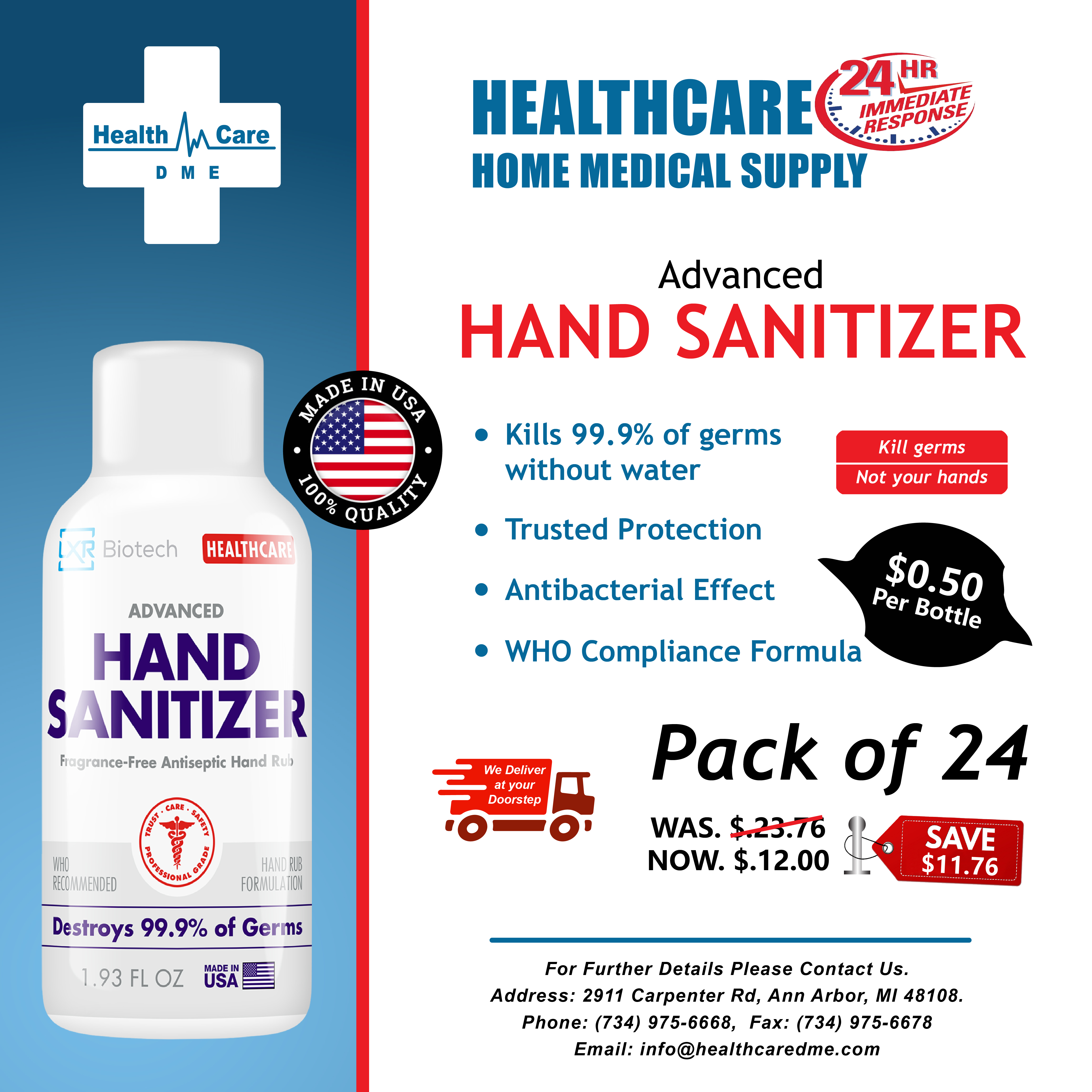 Hand Sanitizer LXR Biotech Advance Made in USA | Michigan USA