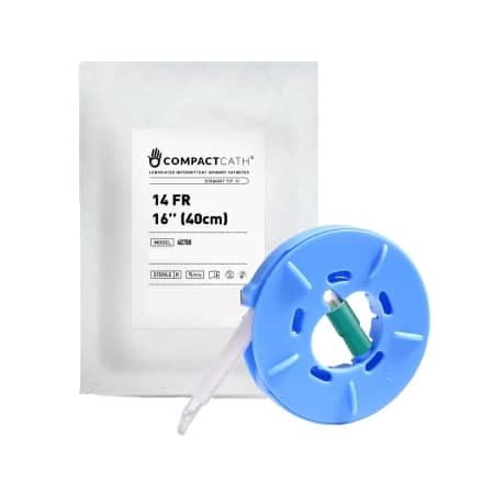 Urethral Catheter CompactCath® Coude Tip, Silicone Lubricated PVC, 14 Fr., 16 Inch