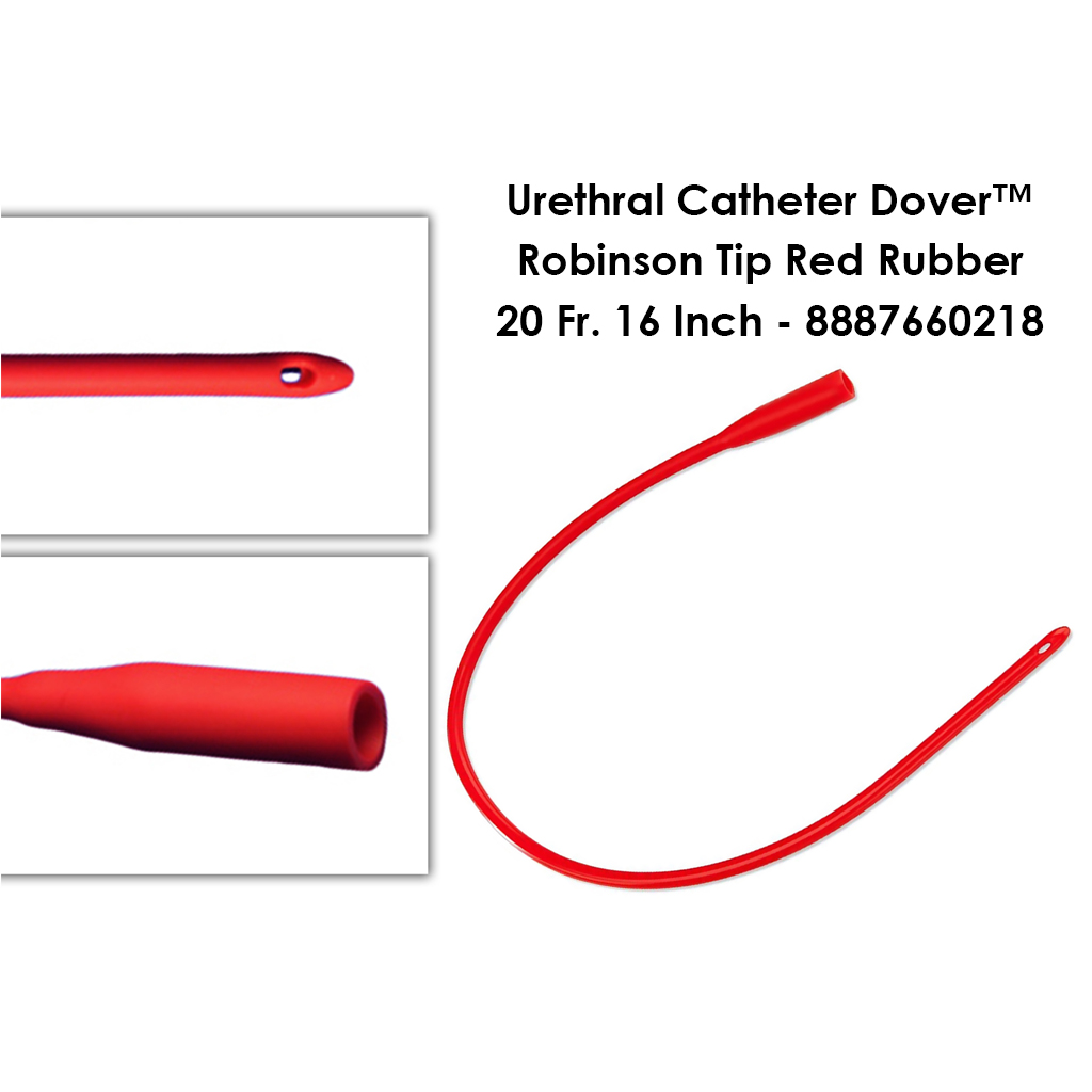 Urethral Catheter Dover™ Robinson Tip Red Rubber 20 Fr - 16 Inch - 8887660218