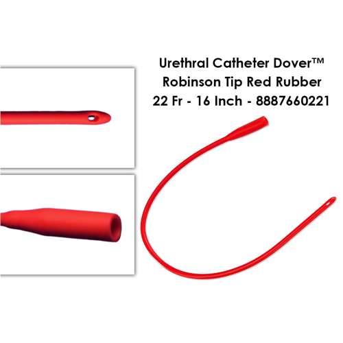 Urethral Catheter Dover™ Robinson Tip Red Rubber 22 Fr - 16 Inch - 8887660221