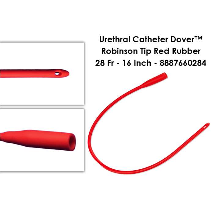 Urethral Catheter Dover™ Robinson Tip Red Rubber 28 Fr - 16 Inch - 8887660284
