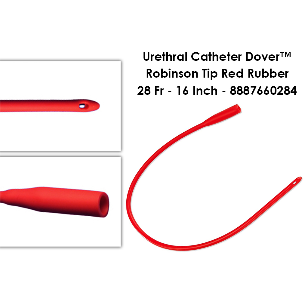 Urethral Catheter Dover™ Robinson Tip Red Rubber 28 Fr - 16 Inch - 8887660284