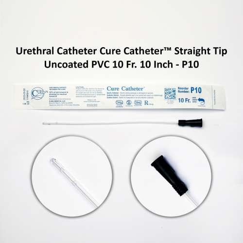 Urethral Catheter Cure Catheter™ Straight Tip Uncoated PVC 10 Fr. 10 Inch - P10