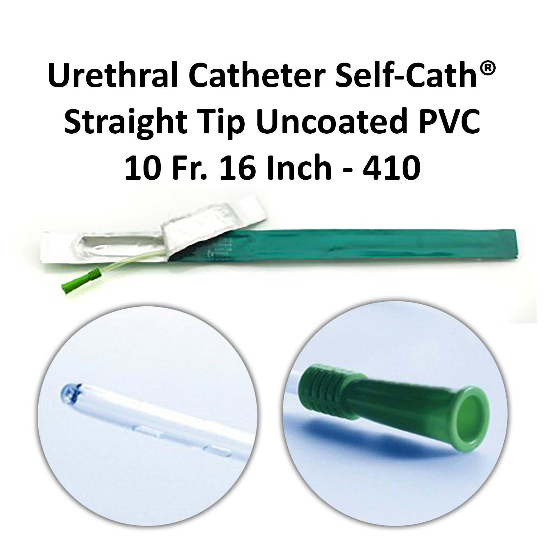 Urethral Catheter Self-Cath® Straight Tip Uncoated PVC 10 Fr. 16 Inch - 410