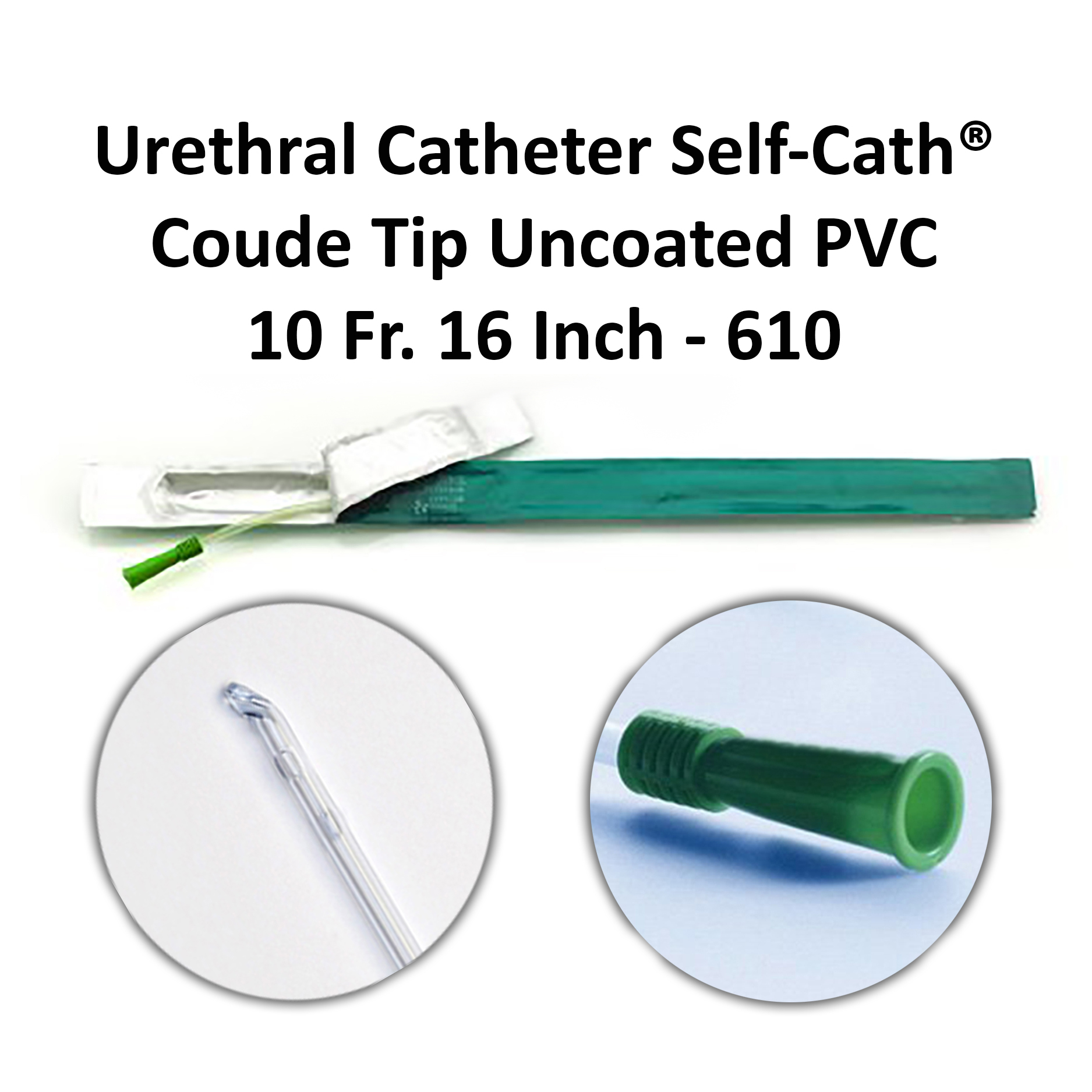 Urethral Catheter Self-Cath® Coude Tip Uncoated PVC 10 Fr. 16 Inch - 610