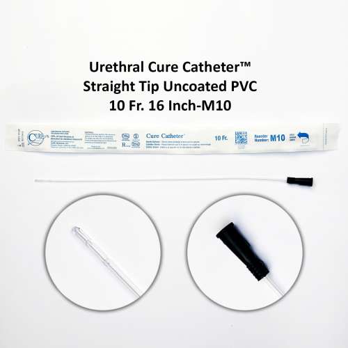 Urethral Cure Catheter™ Straight Tip Uncoated PVC 10 Fr. 16 Inch-M10
