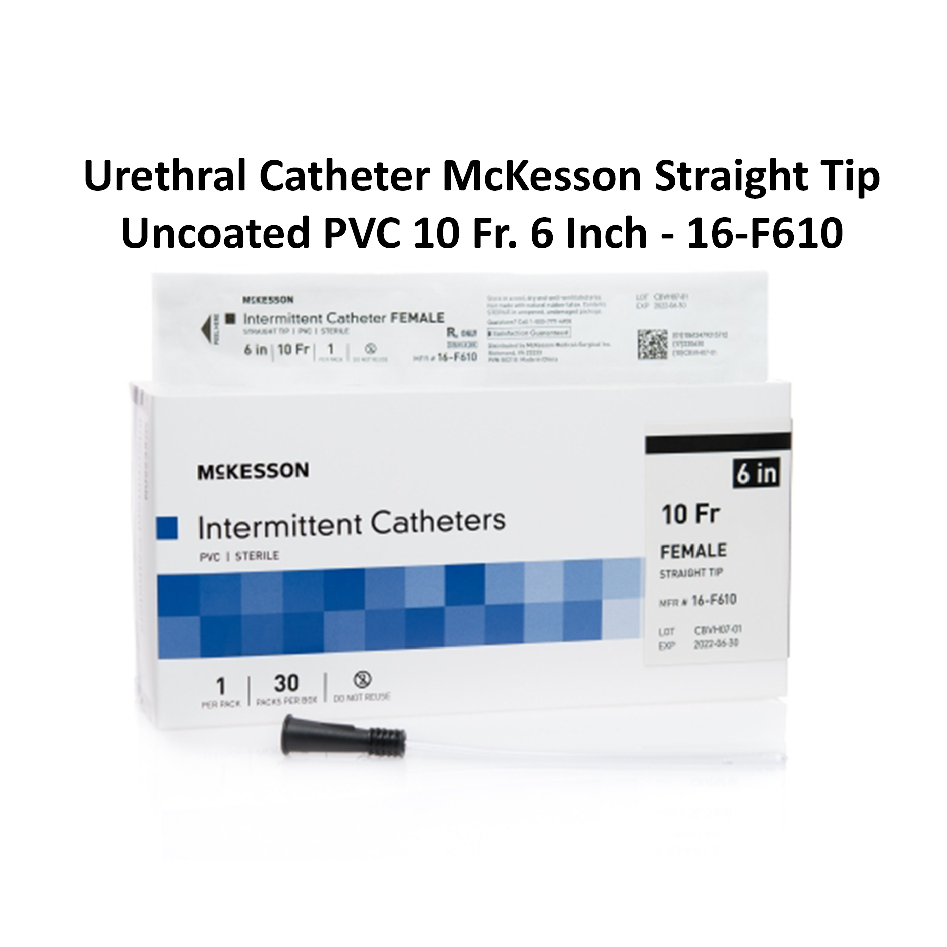 Urethral Catheter McKesson Straight Tip Uncoated PVC 10 Fr. 6 Inch - 16-F610