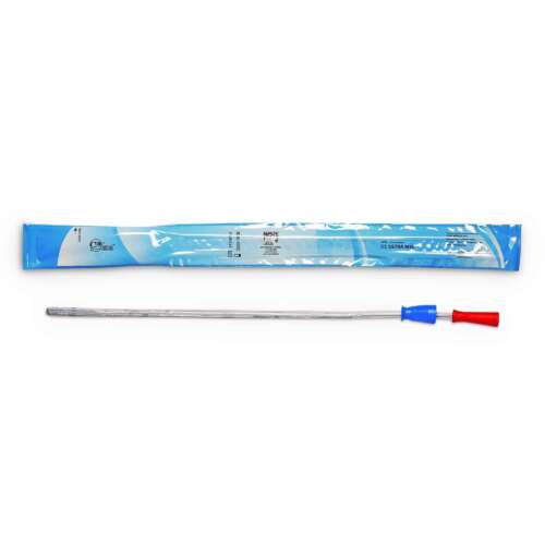 Cure Ultra® 14 Fr straight tip urethral catheter, pre-lubricated PVC, 16-inch length for smooth and comfortable insertion.