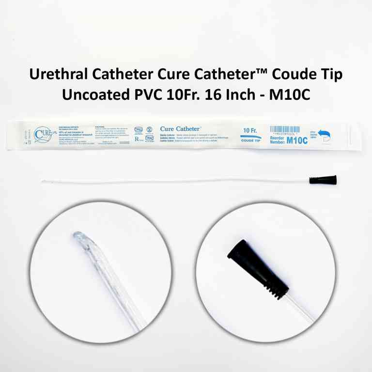 Urethral Catheter Cure Catheter™ Coude Tip Uncoated PVC 10Fr. 16 Inch - M10C