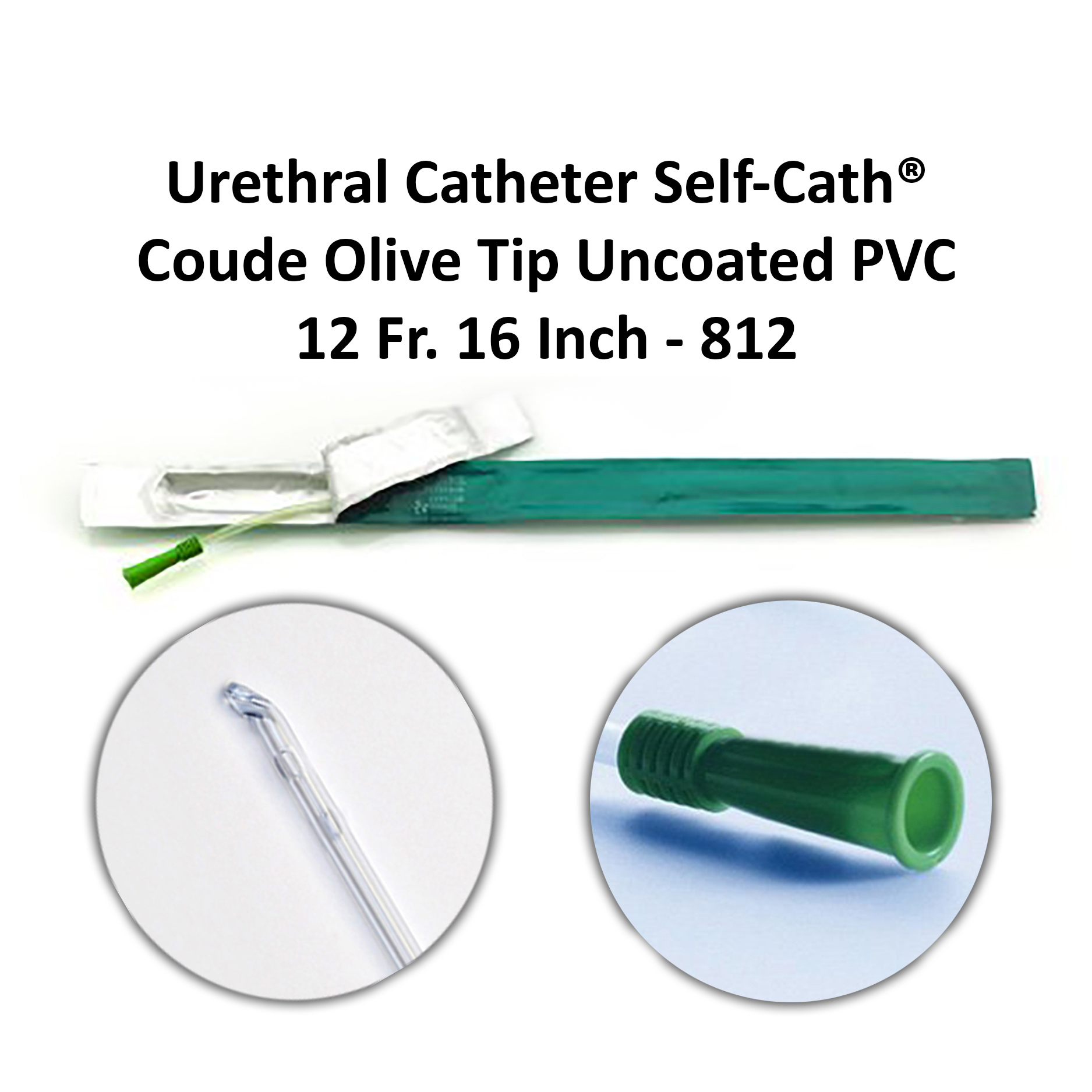 Urethral Catheter Self-Cath® Coude Olive Tip Uncoated PVC 12 Fr. 16 Inch - 812 Michigan | USA