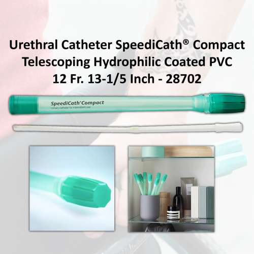 Urethral Catheter SpeediCath® Compact Telescoping Hydrophilic Coated PVC 12 Fr. 13-1/5 Inch - 28702