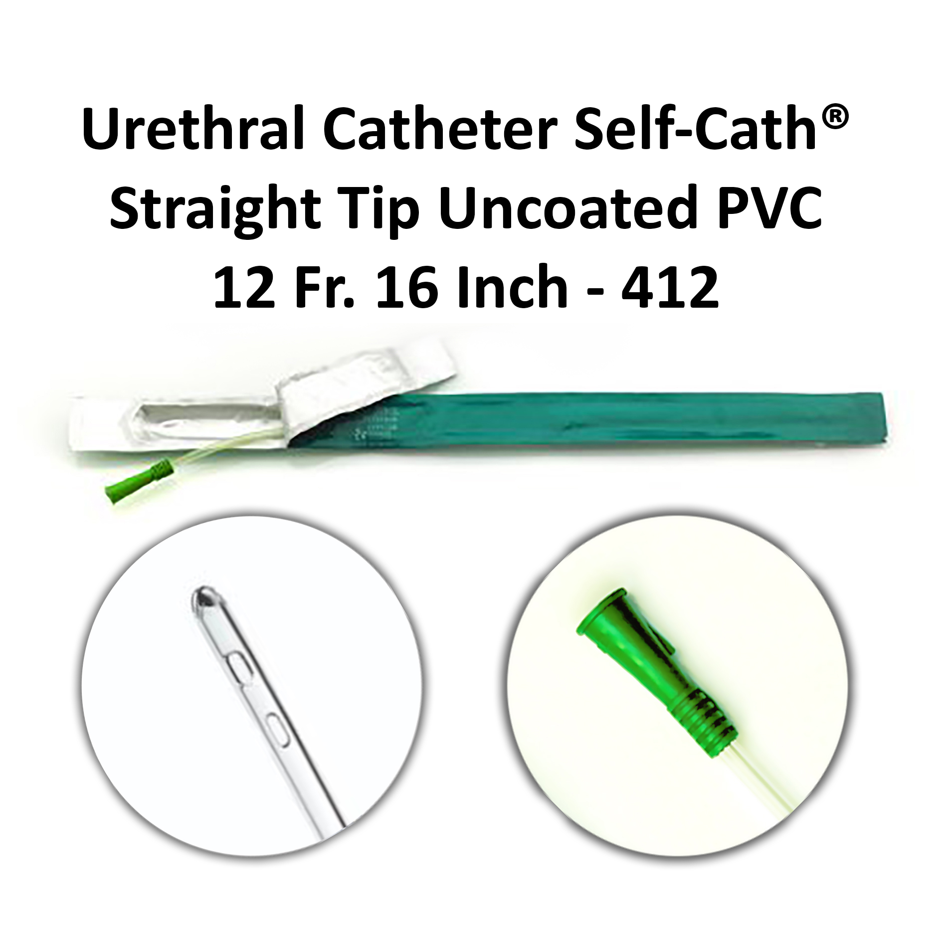 Urethral Catheter Self-Cath® Straight Tip Uncoated PVC 12 Fr. 16 Inch - 412