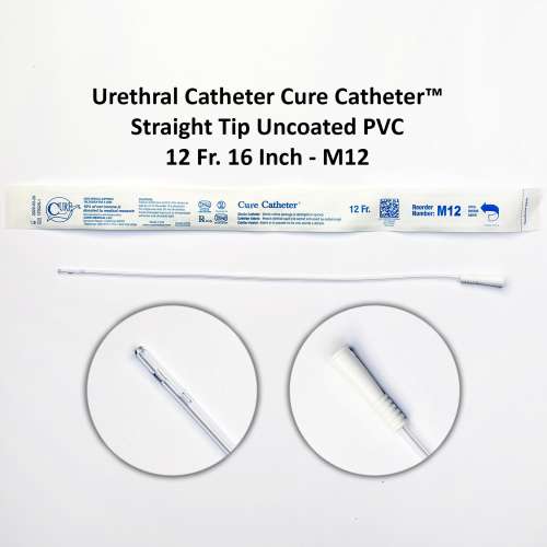 Urethral Catheter Cure Catheter™ Straight Tip Uncoated PVC 12 Fr. 16 Inch - M12