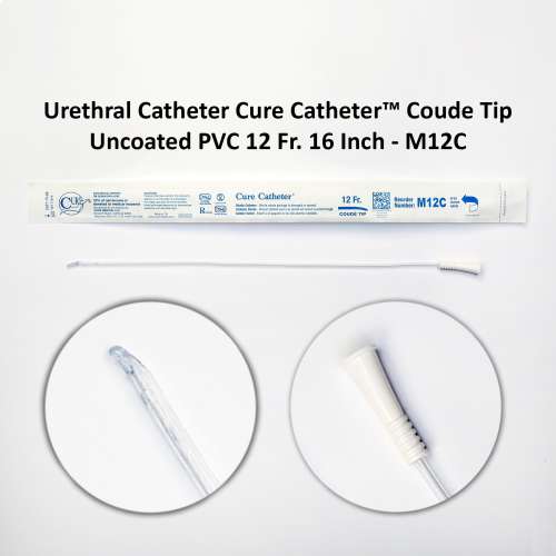 Urethral Catheter Cure Catheter™ Coude Tip Uncoated PVC 12 Fr. 16 Inch - M12C Michigan | USA
