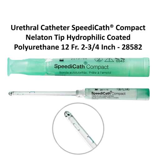 Urethral Catheter SpeediCath® Compact Nelaton Tip Hydrophilic Coated Polyurethane 12 Fr. 2-3/4 Inch - 28582 Michigan | USA