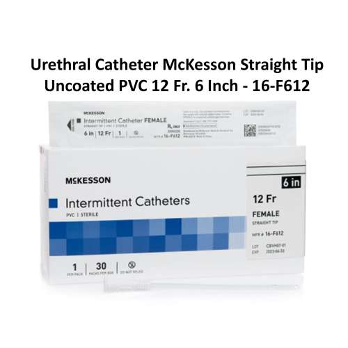 Urethral Catheter McKesson Straight Tip Uncoated PVC 12 Fr. 6 Inch - 16-F612