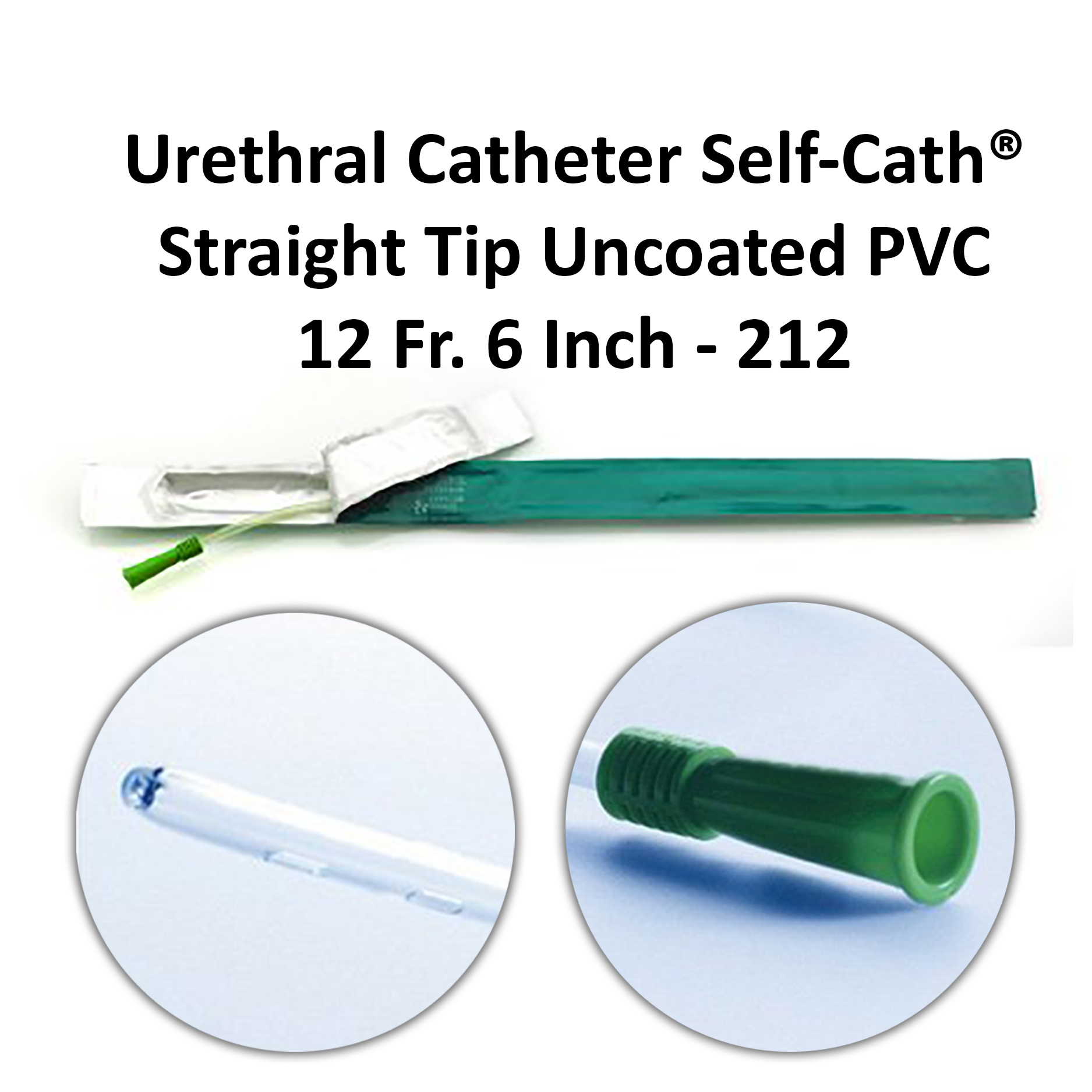 Urethral Catheter Self-Cath® Straight Tip Uncoated PVC 12 Fr. 6 Inch - 212