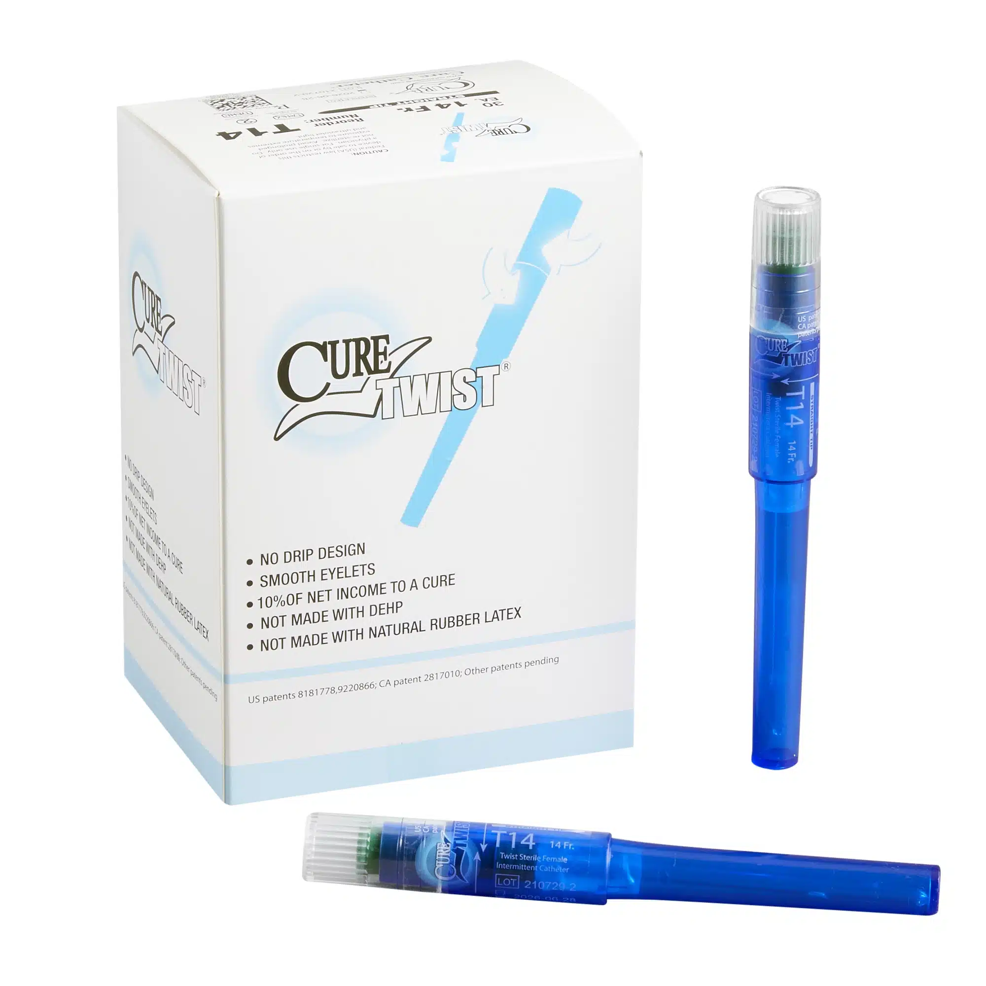 Urethral Catheter Cure Twist® Straight Tip Lubricated PVC 14 Fr. 6 Inch