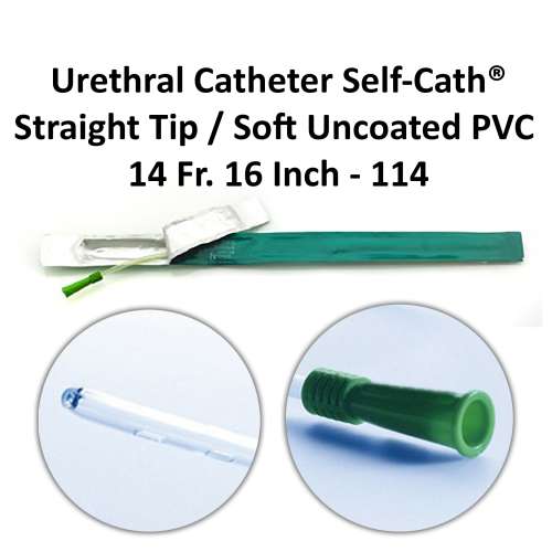 Urethral Catheter Self-Cath® Straight Tip / Soft Uncoated PVC 14 Fr. 16 Inch - 114