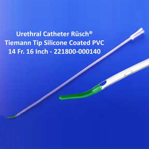 Urethral Catheter Rüsch® Tiemann Tip Silicone Coated PVC 14 Fr. 16 Inch - 221800-000140