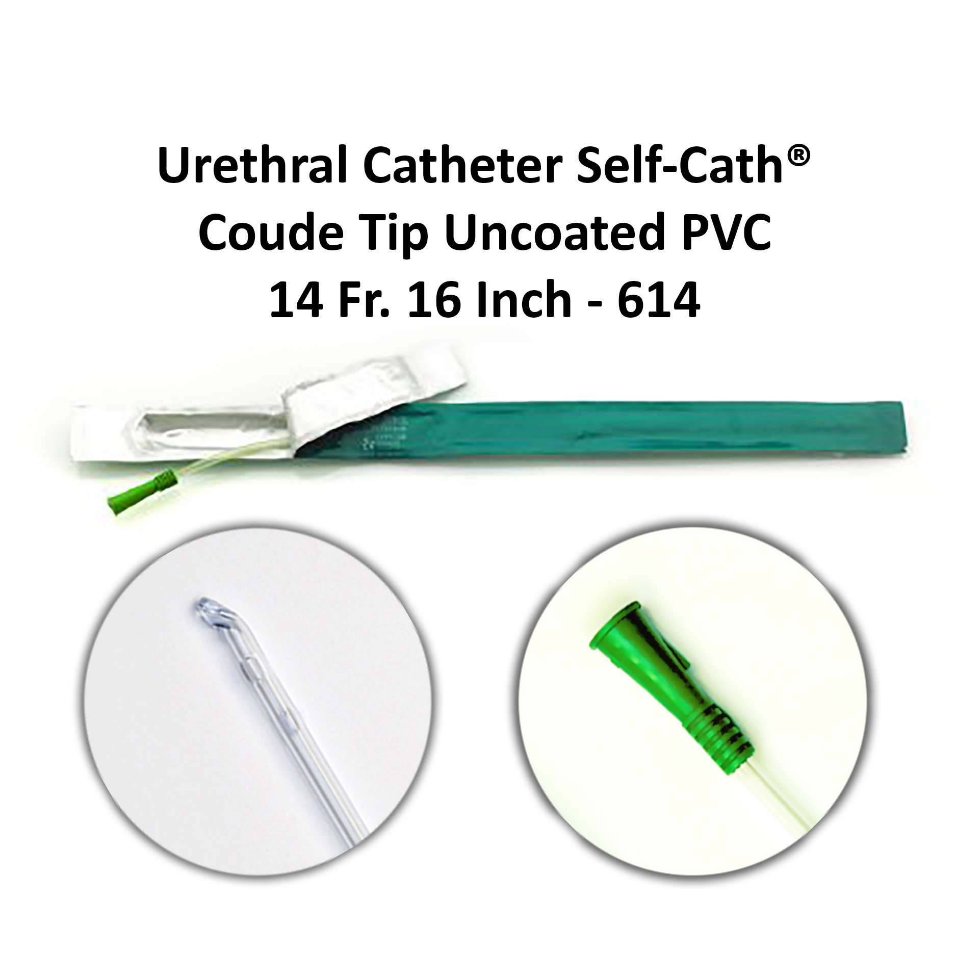 Urethral Catheter Self-Cath® Coude Tip Uncoated PVC 14 Fr. 16 Inch - 614