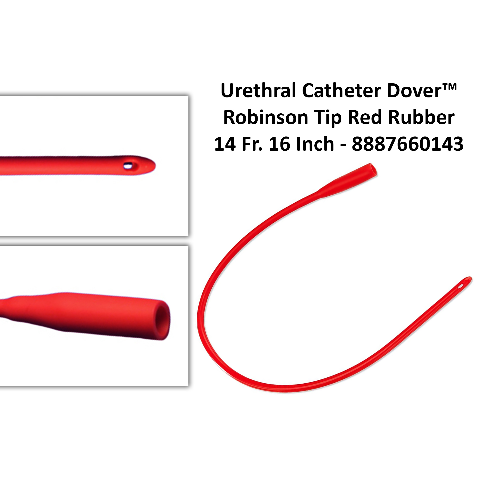 Urethral Catheter Dover™ Robinson Tip Red Rubber 14 Fr. 16 Inch - 8887660143