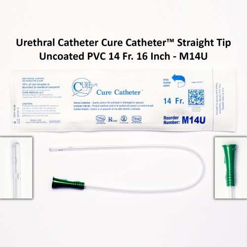Urethral Catheter Cure Catheter™ Straight Tip Uncoated PVC 14 Fr. 16 Inch - M14U