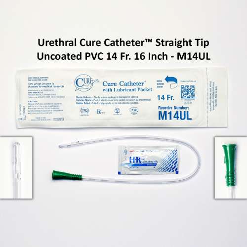 Urethral Cure Catheter™ Straight Tip Uncoated PVC 14 Fr. 16 Inch - M14UL