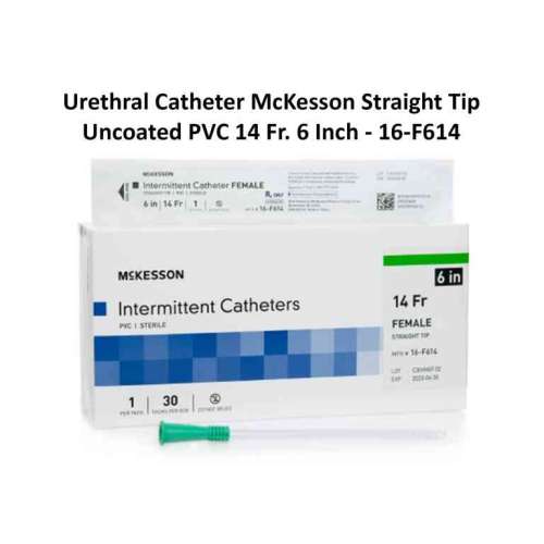Urethral Catheter McKesson Straight Tip Uncoated PVC 14 Fr. 6 Inch - 16-F614