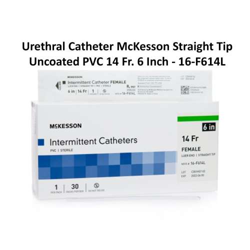 Urethral Catheter McKesson Straight Tip Uncoated PVC 14 Fr. 6 Inch - 16-F614L
