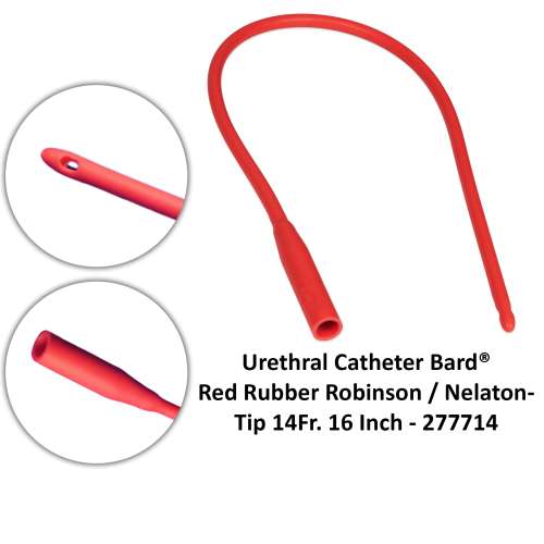 Urethral Catheter Bard® Red Rubber 14Fr Robinson / Nelaton Tip 16 Inch - 277714