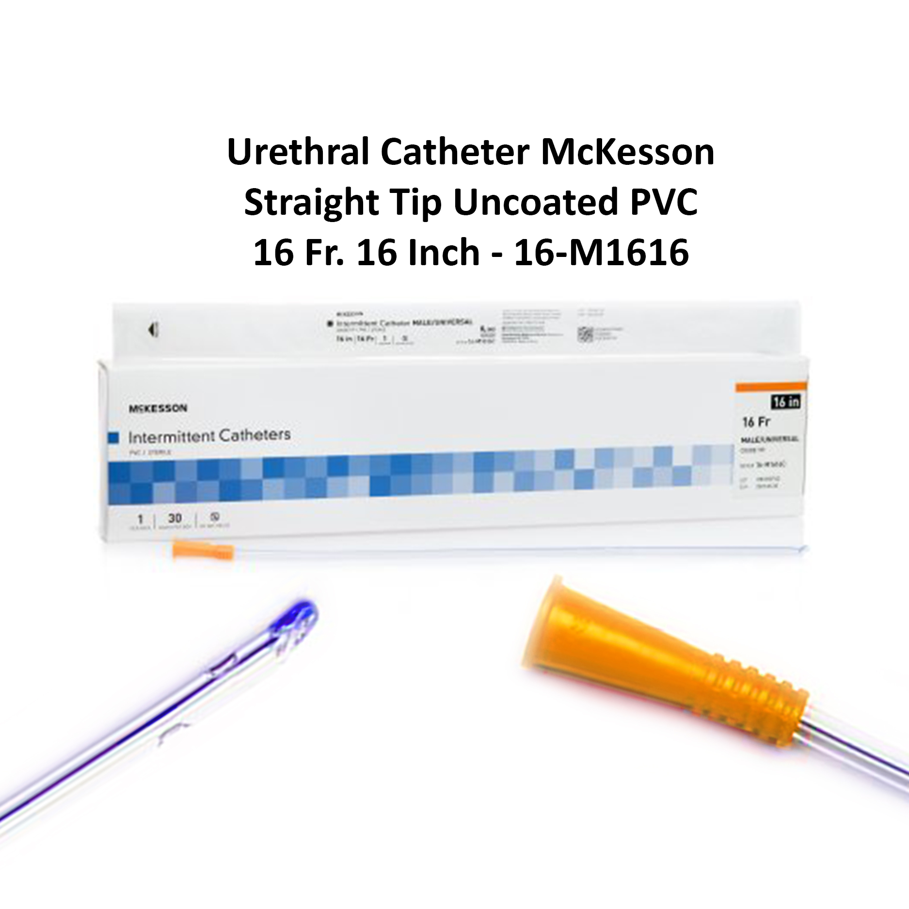 Urethral Catheter McKesson Straight Tip Uncoated PVC 16 Fr. 16 Inch - 16-M1616