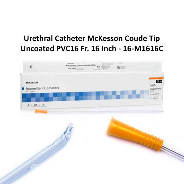 Urethral Catheter McKesson Coude Tip Uncoated PVC 16 Fr. 16 Inch - 16-M1616C
