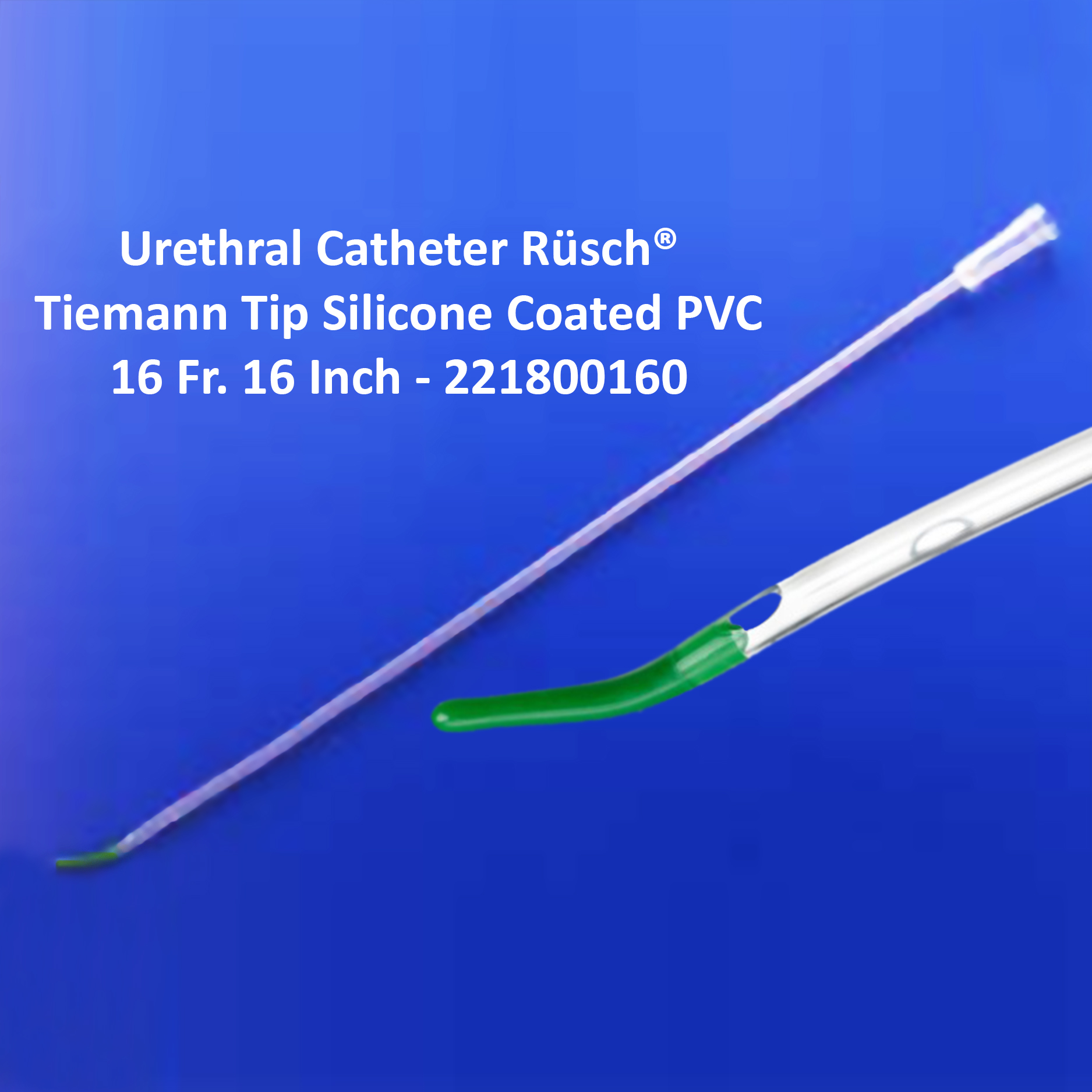 Urethral Catheter Rüsch® Tiemann Tip Silicone Coated PVC 16 Fr. 16 Inch - 221800160