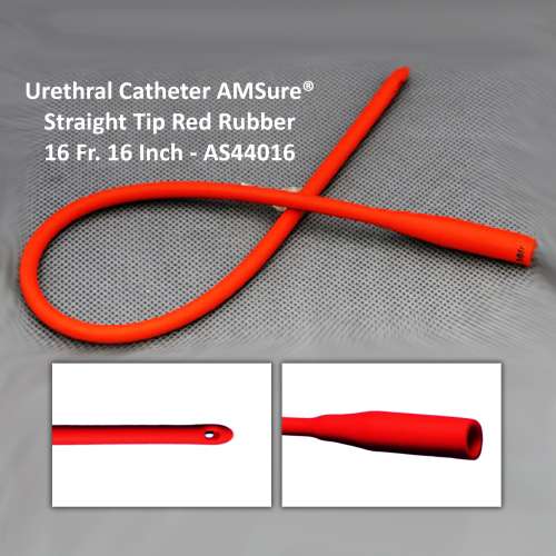 Urethral Catheter AMSure® Straight Tip Red Rubber 16 Fr. 16 Inch - AS44016 Michigan | USA