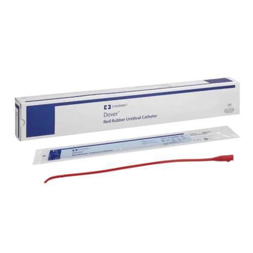 Urethral Catheter Dover™ Coude Tip Hydrophilic Coated Red Rubber 16 Fr. 12 Inch