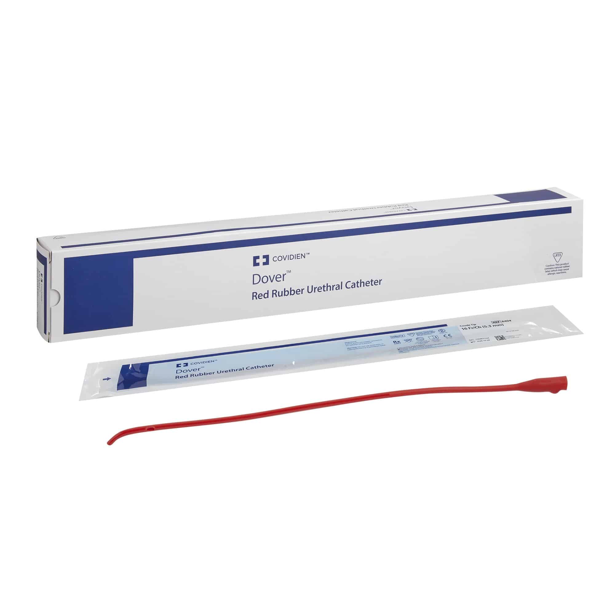 Urethral Catheter Dover™ Coude Tip Hydrophilic Coated Red Rubber 16 Fr. 12 Inch