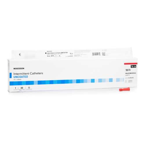 Urethral Catheter McKesson Coude Tip Uncoated PVC 18 Fr. 16 Inch
