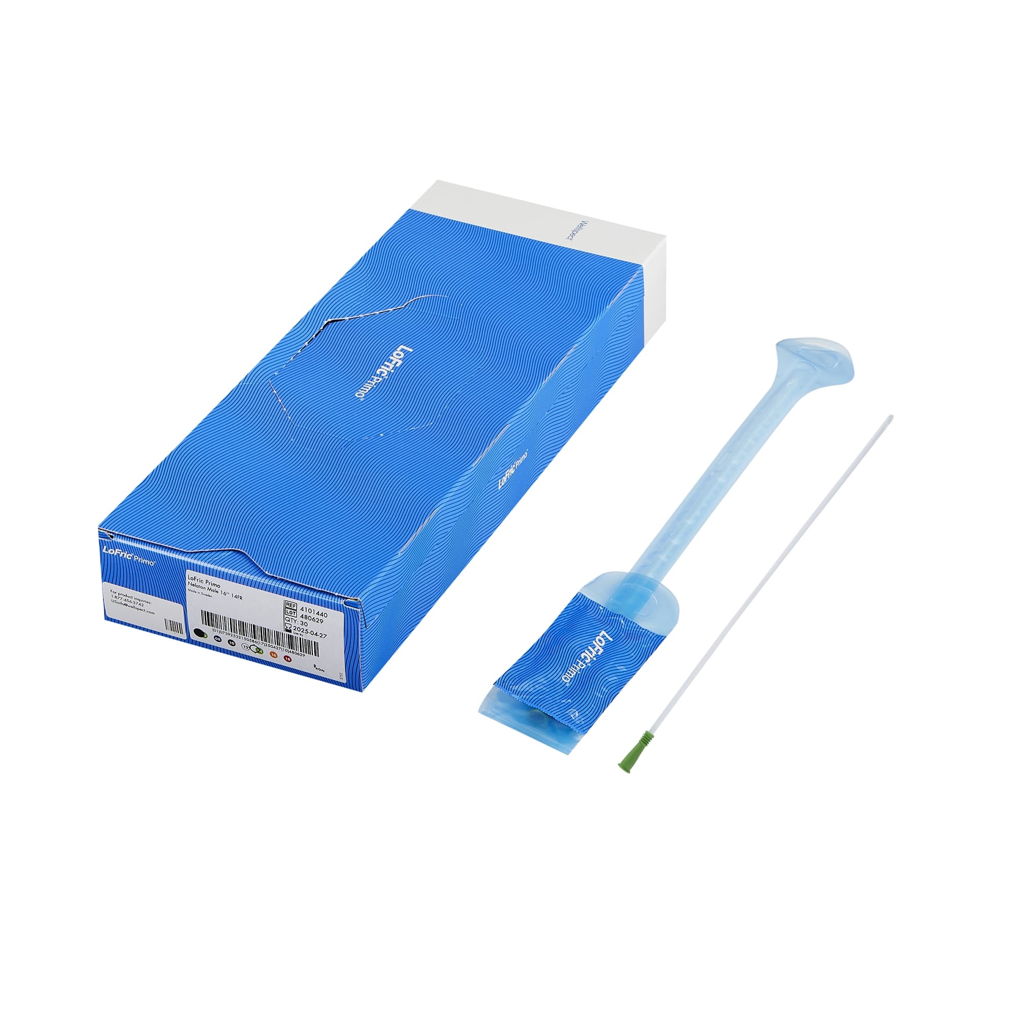 Urethral Catheter LoFric® Primo™ Straight Tip, Hydrophilic Coated PVC, 14 Fr, 16 Inch