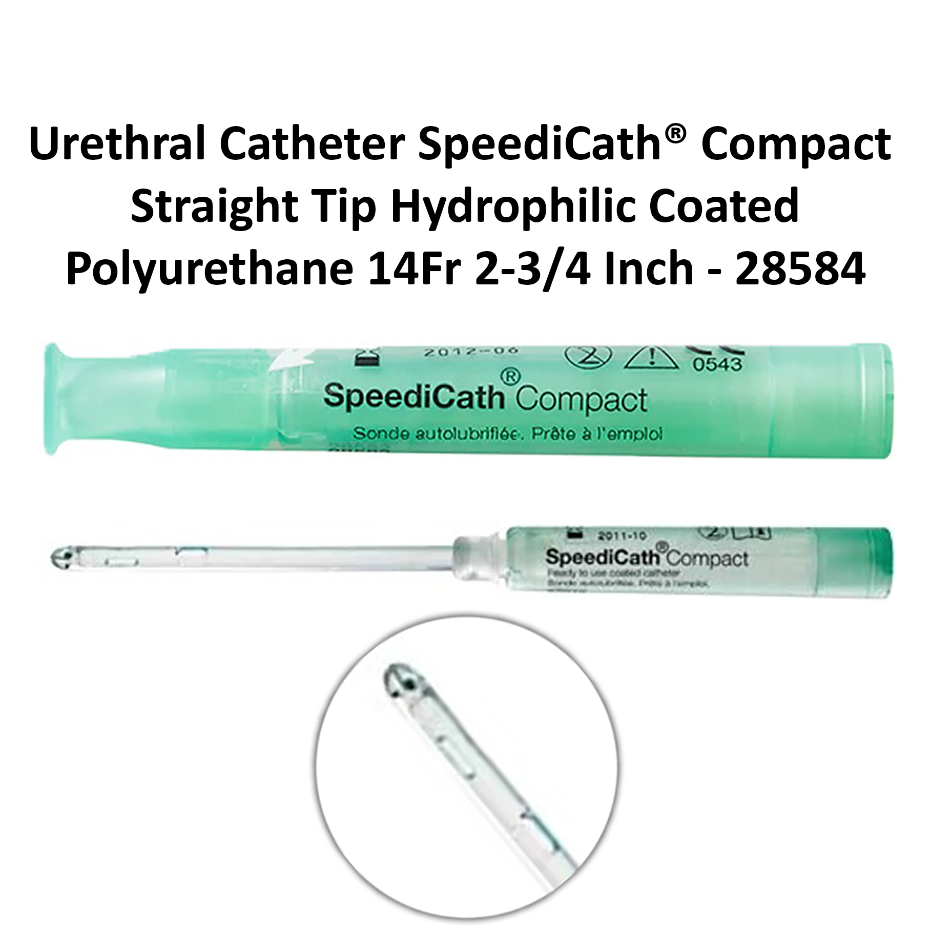 Urethral Catheter SpeediCath Compact 14Fr Straight Tip Hydrophilic Coated Polyurethane 2-3/4 Inch - 28584