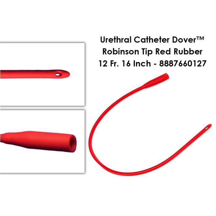 Urethral Catheter Dover™ Robinson Tip Red Rubber 12 Fr - 16 Inch - 8887660127
