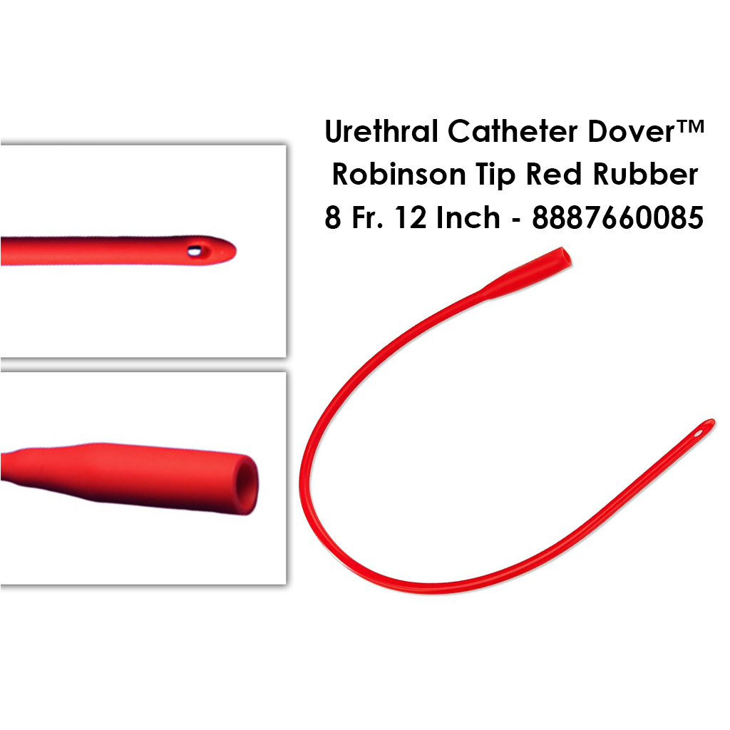 Urethral Catheter Dover™ Robinson Tip Red Rubber 8 Fr - 12 Inch - 8887660085