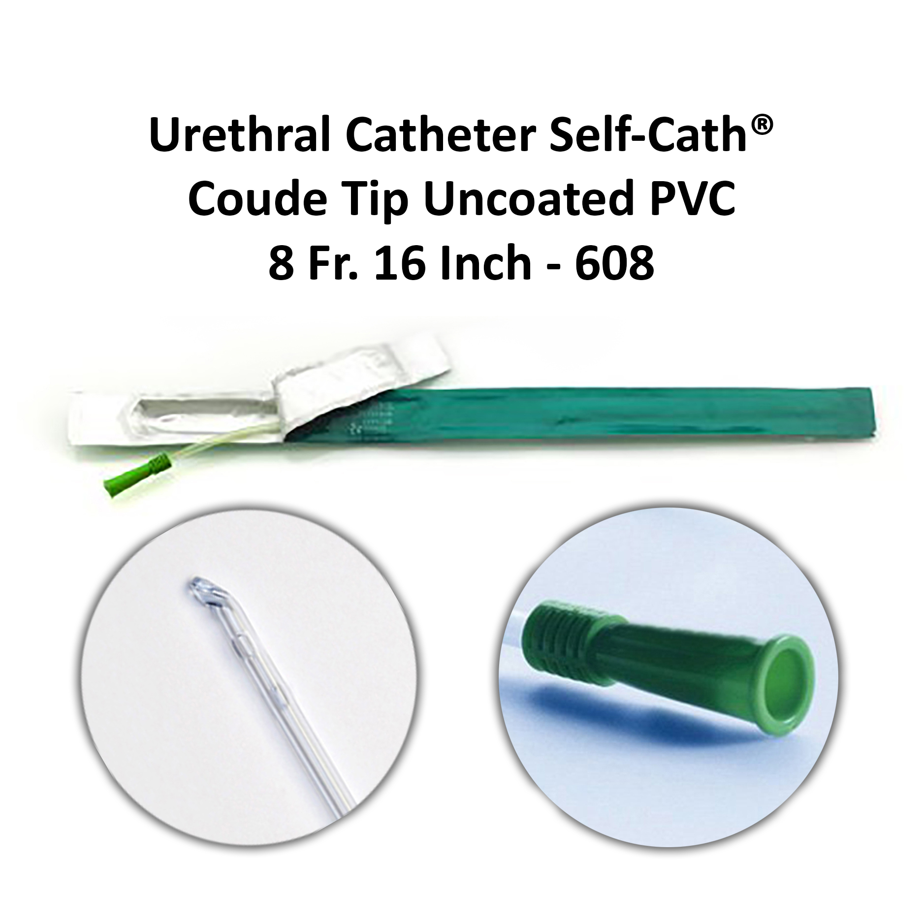 Urethral Catheter Self-Cath® Coude Tip Uncoated PVC 8 Fr - 16 Inch - 608 Available in Michigan USA