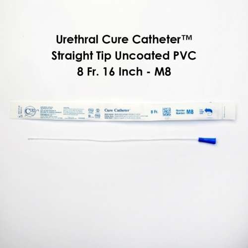 Urethral Cure Catheter™ Straight Tip Uncoated PVC 8 Fr - 16 Inch - M8